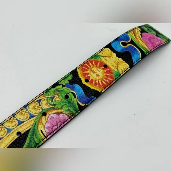 VERSACE Beverly Palm Medusa Leather Belt In Black